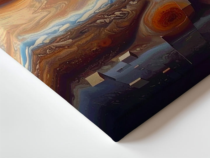 Geometric Gas Giant Canvas – Sci-Fi Jupiter-Inspired Digital Planet Art - Gifitto