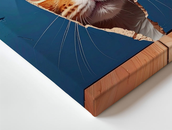 Curious Tabby Peeking Through Wall Canvas – Hyper-Realistic Cat Illusion Art - Gifitto