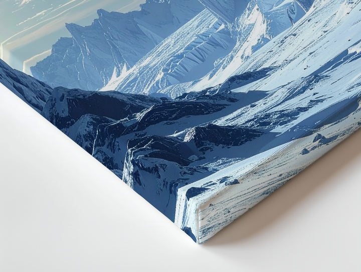 Frozen Alien Landscape Canvas – Icy Mountains, Glaciers & Cosmic Glow Art - Gifitto