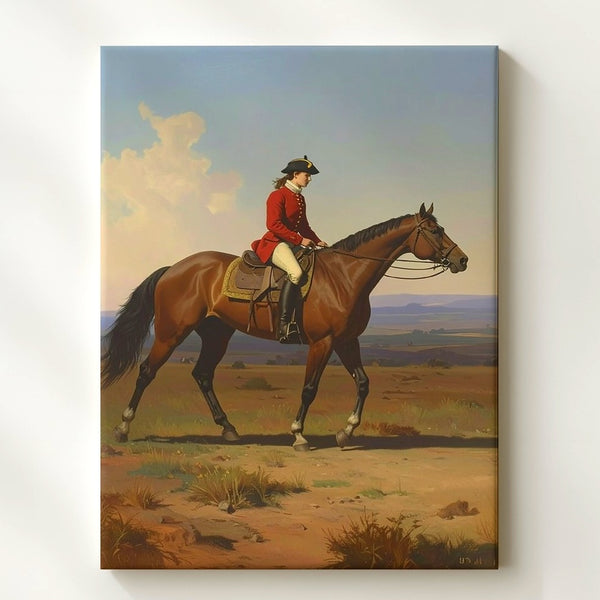 Lone Rider Canvas – Classical Equestrian Scene in Barren Landscape - Gifitto