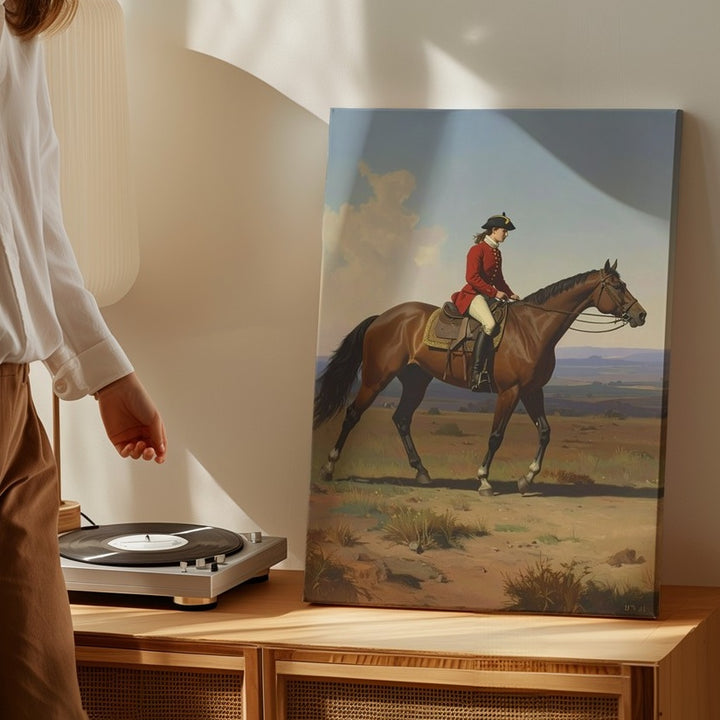 Lone Rider Canvas – Classical Equestrian Scene in Barren Landscape - Gifitto