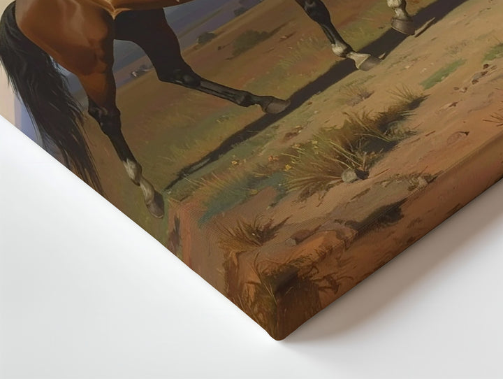 Lone Rider Canvas – Classical Equestrian Scene in Barren Landscape - Gifitto