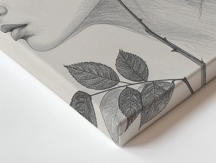Floral Muse Canvas – Minimalist Woman & Rose Line Art - Gifitto