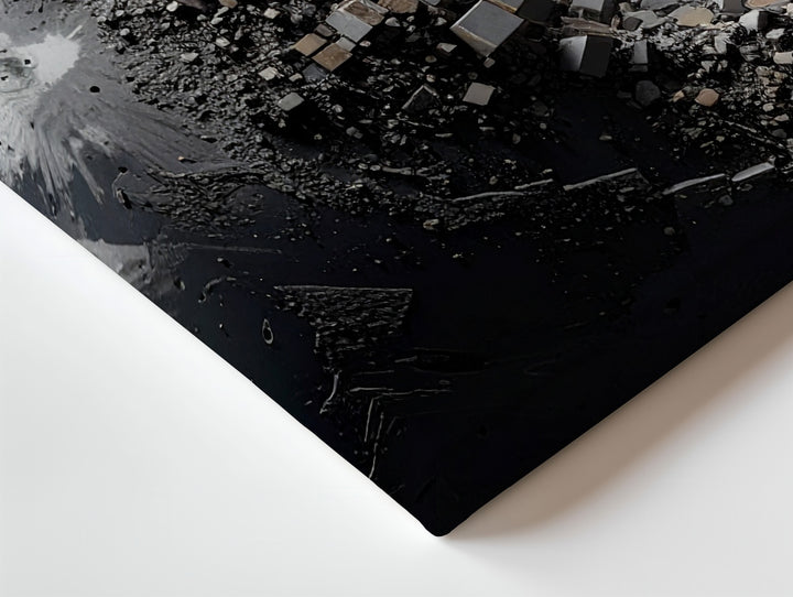 Crumbling Moon Canvas – Dystopian 3D Lunar Sculpture with Geometric Decay - Gifitto
