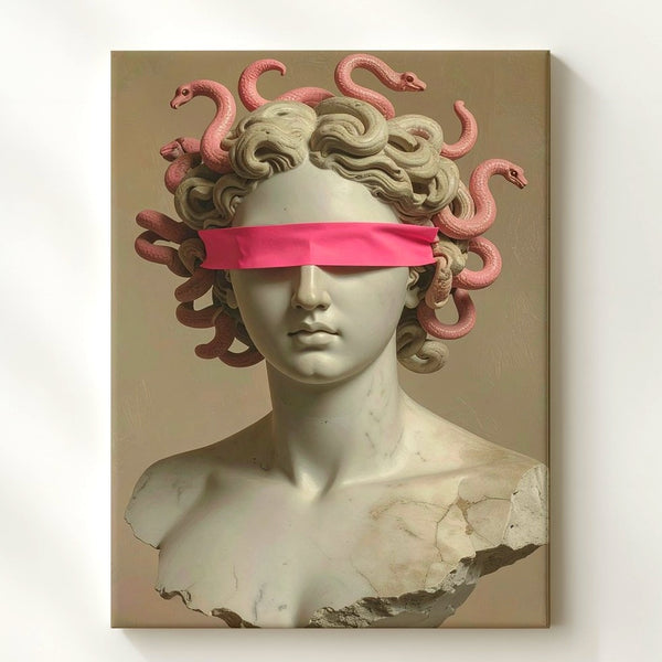 Blindfolded Medusa Bust Canvas – Modern Minimalist Myth Wall Art - Gifitto