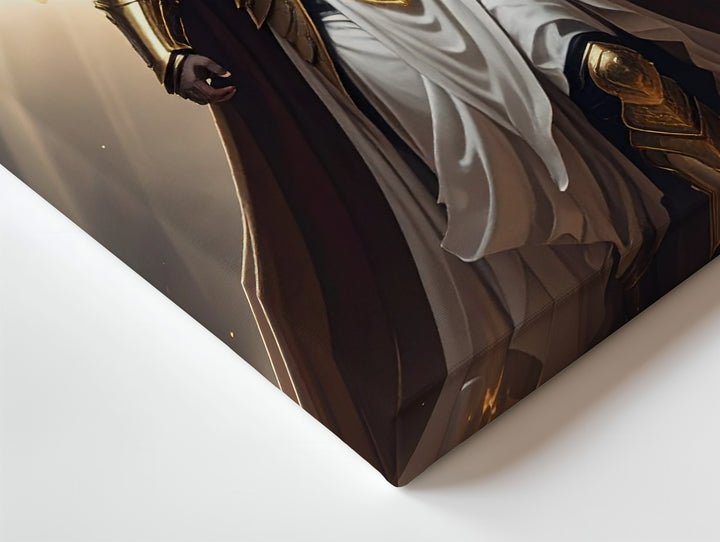 Divine Guardian Canvas – Majestic Angelic Figure with Golden Wings Wall Art - Gifitto
