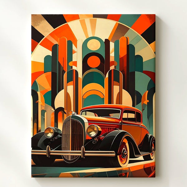 Art Deco Dream Machine Canvas – 1930s Car & Surreal Architecture Print - Gifitto