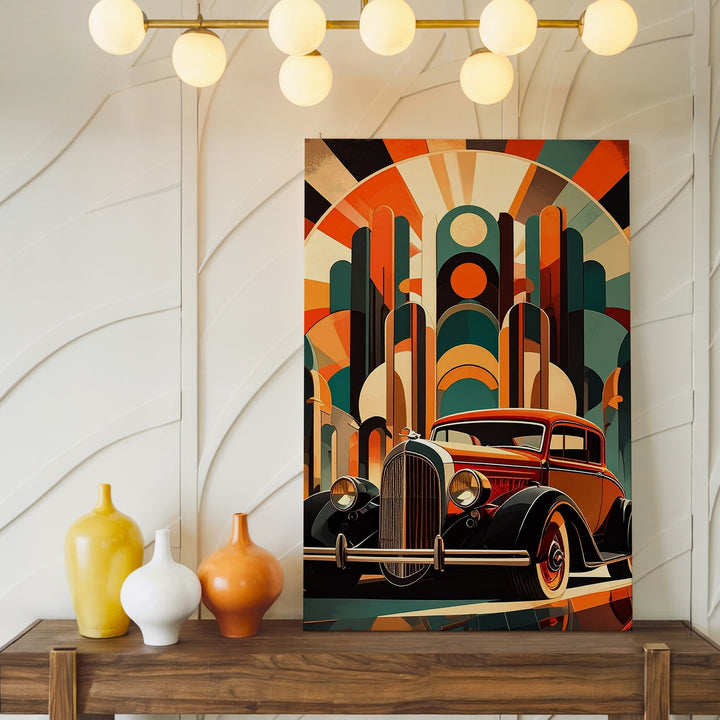 Art Deco Dream Machine Canvas – 1930s Car & Surreal Architecture Print - Gifitto