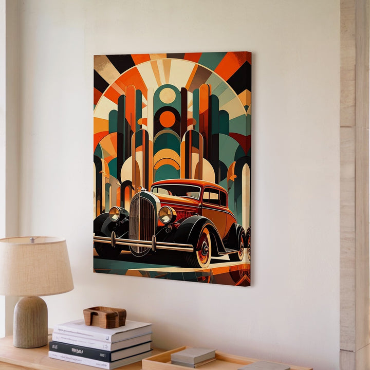 Art Deco Dream Machine Canvas – 1930s Car & Surreal Architecture Print - Gifitto