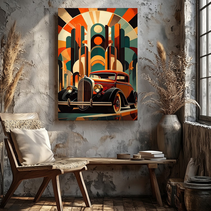 Art Deco Dream Machine Canvas – 1930s Car & Surreal Architecture Print - Gifitto