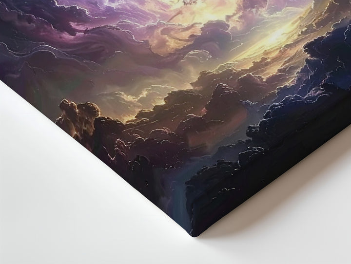 Heavenly Veil Canvas – Cinematic Cosmic Sky with Crescent Moon & Celestial Clouds - Gifitto