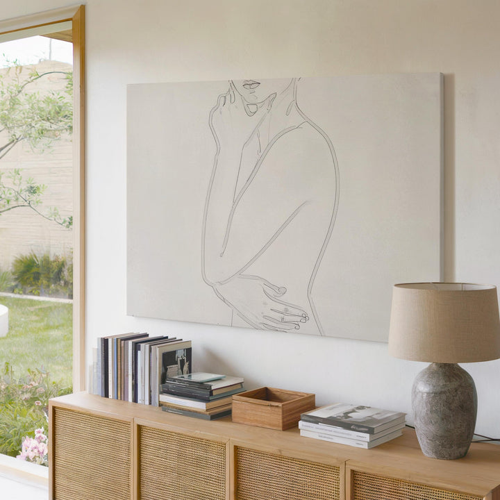 Thoughtful Grace Canvas – Minimalist Female Line Art Portrait - Gifitto