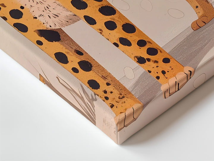 Smiling Cheetah Minimalist Canvas – Whimsical Wild Cat Kids Wall Art - Gifitto