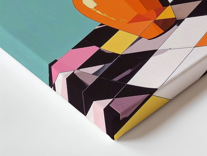 Pop-Art Floral Still Life Canvas – Bold Orange Vase & Graphic Flowers - Gifitto
