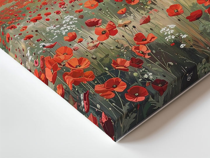 Black Horse & Poppy Field Canvas – Romantic Nature Scene with Floral Harmony - Gifitto