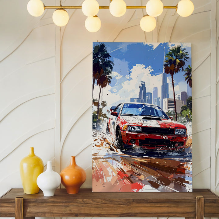 Tropical Rally Rush Canvas – Watercolor BMW in Urban Jungle - Gifitto