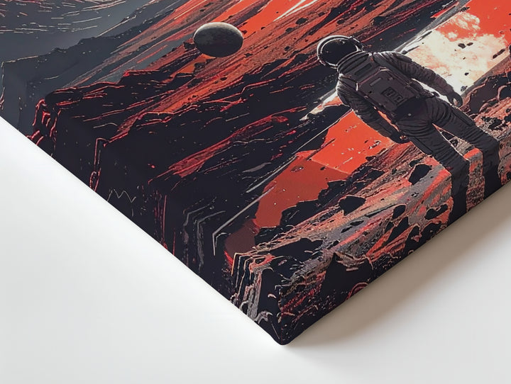 Alien Planet Exploration Canvas – Red-Orange Sky & Cosmic Landscape Art - Gifitto