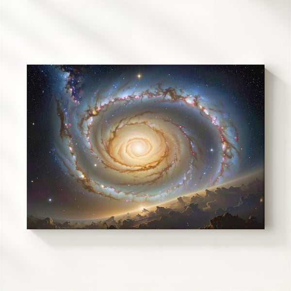 Golden Spiral Galaxy Canvas – Astrophotograph-Style Deep Space Wall Art - Gifitto