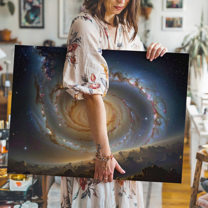Golden Spiral Galaxy Canvas – Astrophotograph-Style Deep Space Wall Art - Gifitto