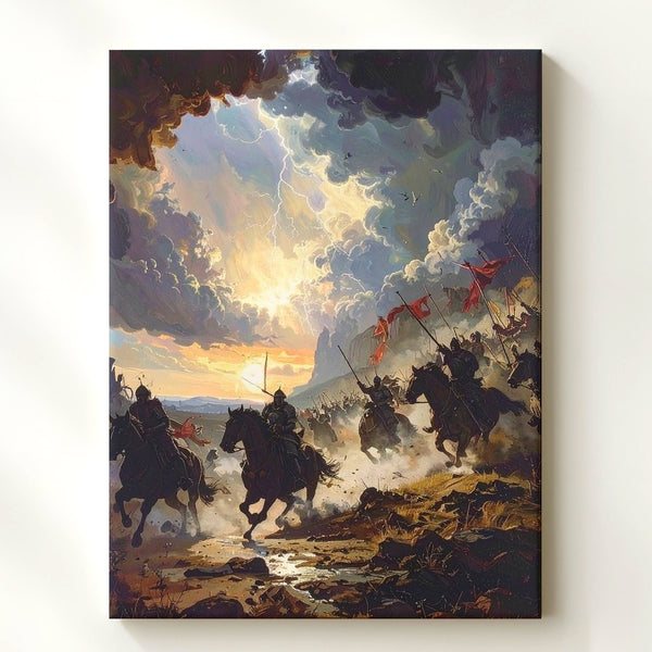 Epic Battlefield Charge Canvas – Cinematic Stormy War Scene - Gifitto