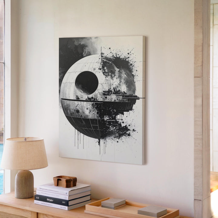 Dystopian Space Weapon Canvas – Death Star-Inspired Destruction Art - Gifitto