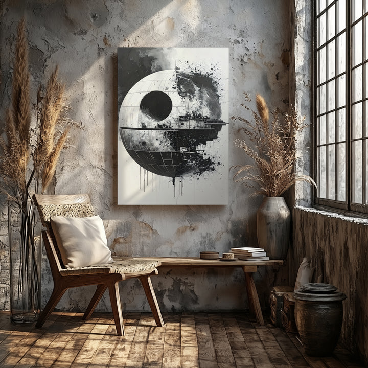 Dystopian Space Weapon Canvas – Death Star-Inspired Destruction Art - Gifitto