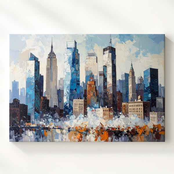 Urban Metropolis Canvas – Impressionistic Cityscape with Modern and Classic Architecture - Gifitto