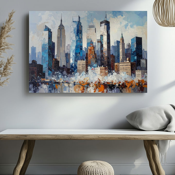 Urban Metropolis Canvas – Impressionistic Cityscape with Modern and Classic Architecture - Gifitto