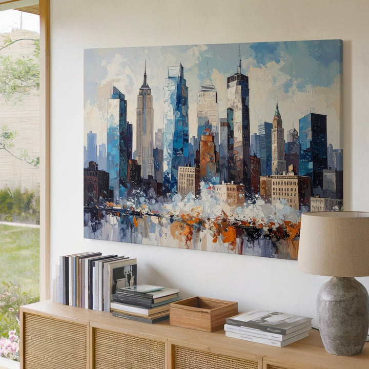Urban Metropolis Canvas – Impressionistic Cityscape with Modern and Classic Architecture - Gifitto