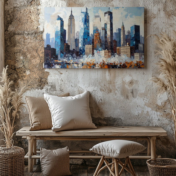 Urban Metropolis Canvas – Impressionistic Cityscape with Modern and Classic Architecture - Gifitto