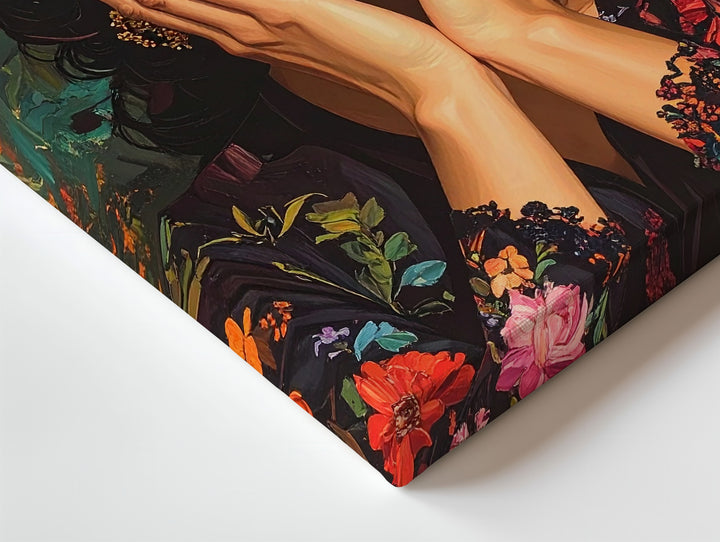 Frida-Inspired Portrait Canvas – Feminine Power & Floral Crown Art - Gifitto