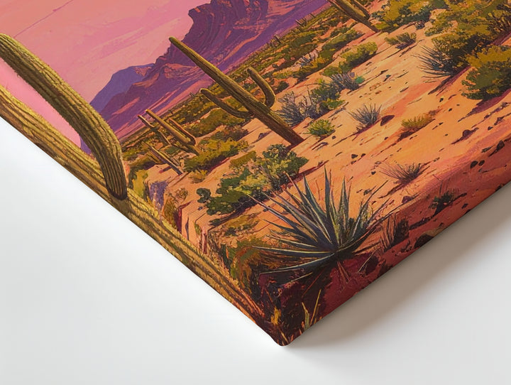 Surreal Desert Moon Canvas – Cacti, UFO & Glowing Moon Art - Gifitto
