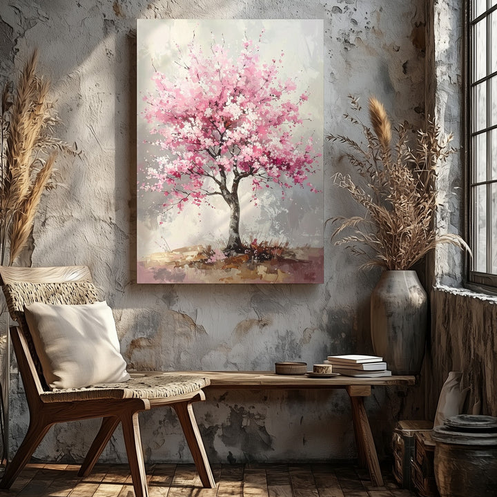 Cherry Blossom Tree Canvas – Serene Spring Landscape Art - Gifitto