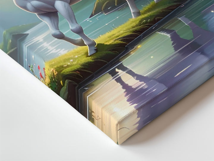 Magical Unicorn Forest Canvas – Enchanted Pond and Radiant Mythical Creature Wall Art - Gifitto