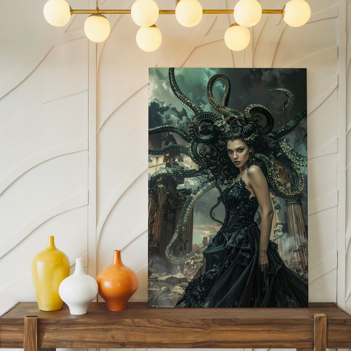 Medusa Queen Canvas – Fantasy Goddess Among Ancient Ruins Wall Art - Gifitto