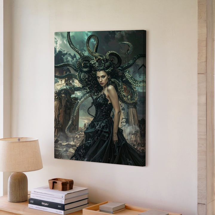 Medusa Queen Canvas – Fantasy Goddess Among Ancient Ruins Wall Art - Gifitto