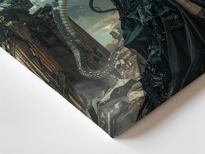 Medusa Queen Canvas – Fantasy Goddess Among Ancient Ruins Wall Art - Gifitto