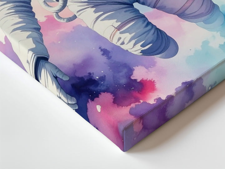 Watercolor Astronaut Canvas – Dreamy Cosmic Scene with Nebula Colors & Spiral Galaxy - Gifitto
