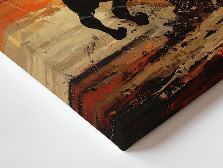 Firebound Fury Canvas – Black Horse Galloping Through Flames - Gifitto