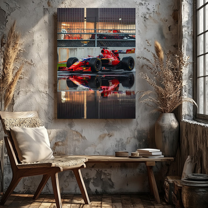 Red Bull Night Precision Canvas – Formula 1 Car with Reflected Asphalt - Gifitto