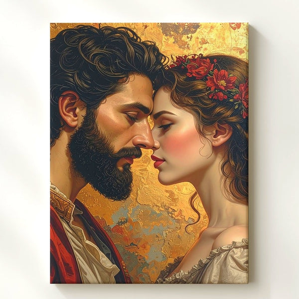 Timeless Embrace Canvas – Romantic Couple in Classical Fresco Style - Gifitto