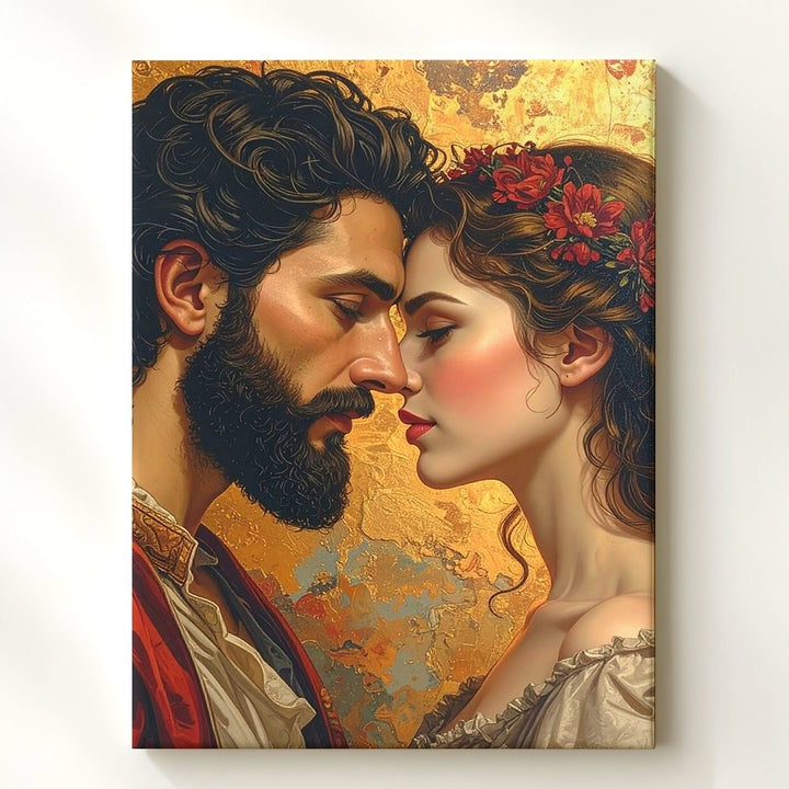 Timeless Embrace Canvas – Romantic Couple in Classical Fresco Style - Gifitto
