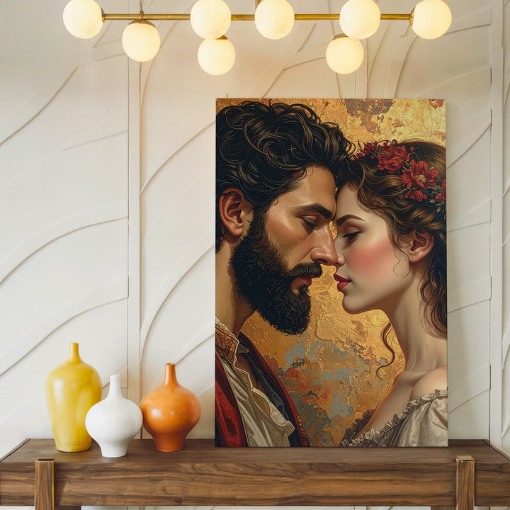 Timeless Embrace Canvas – Romantic Couple in Classical Fresco Style - Gifitto