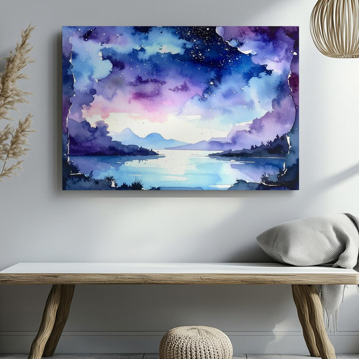 Watercolor Galaxy Frame Canvas – Ethereal Cosmic Border with Nebula Colors - Gifitto