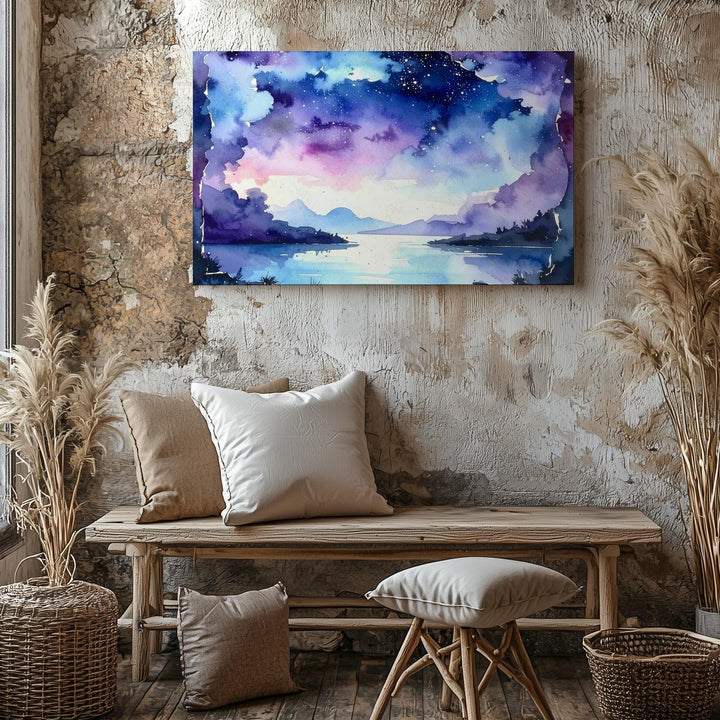 Watercolor Galaxy Frame Canvas – Ethereal Cosmic Border with Nebula Colors - Gifitto