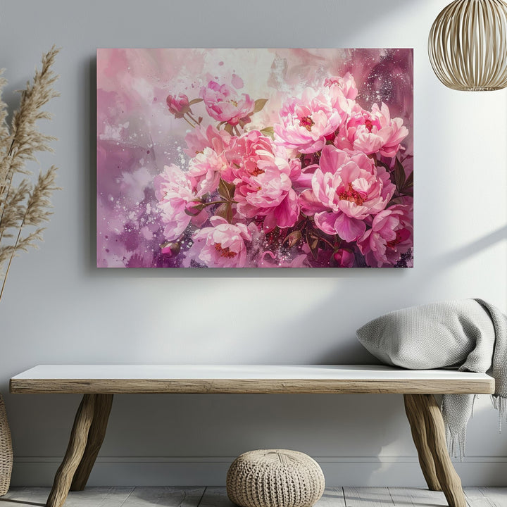 Ethereal Peonies Canvas – Dreamy Floral Painting in Soft Pink & Lavender - Gifitto