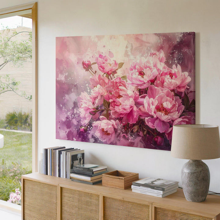 Ethereal Peonies Canvas – Dreamy Floral Painting in Soft Pink & Lavender - Gifitto