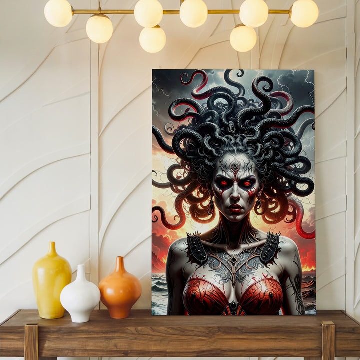 Fury Medusa Canvas – Dark Fantasy Warrior Goddess Wall Art - Gifitto