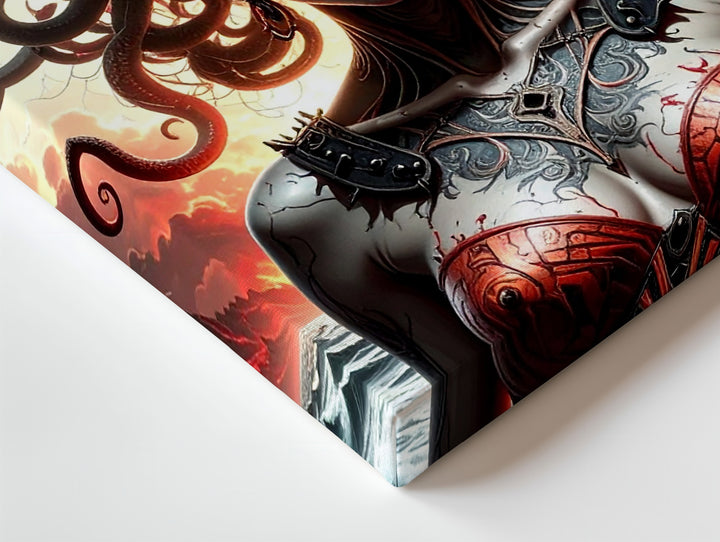 Fury Medusa Canvas – Dark Fantasy Warrior Goddess Wall Art - Gifitto