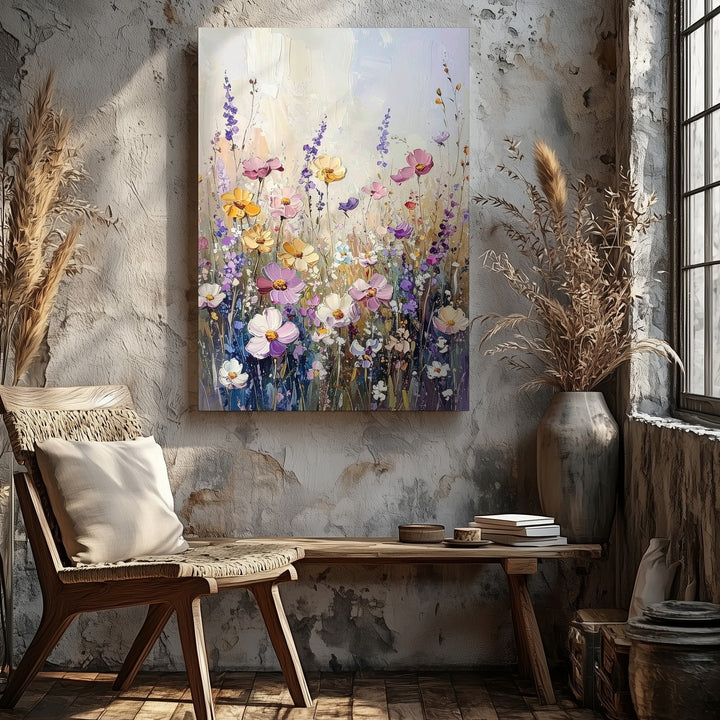 Impressionistic Wildflower Meadow Canvas – Vibrant Nature Art - Gifitto
